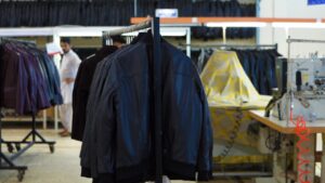 black leather jacket