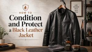 black leather jacket