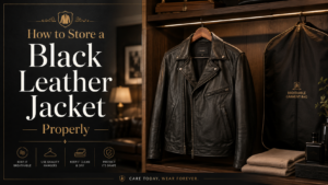 black leather jacket
