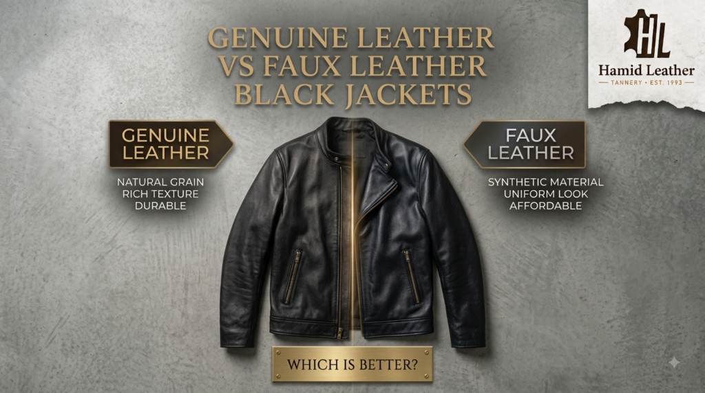 black leather jacket